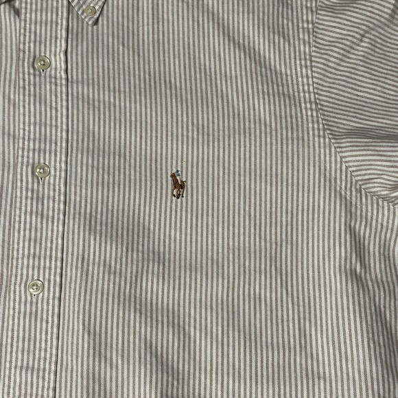 Ralph Lauren mens polo shirt button up cream and white size 16 1/2 -32 - Picture 9 of 13